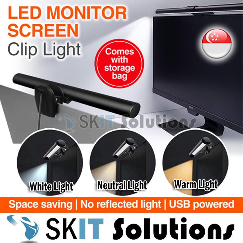 Adjustable LED Laptop Monitor Smart Screen Clip Hanging Light USB Desktop e-Reading Table Lamp Bar