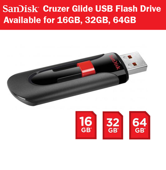 SanDisk Cruzer Glide 16GB 32GB 64GB USB Flash Drive Thumbdrive Pendrive Memory