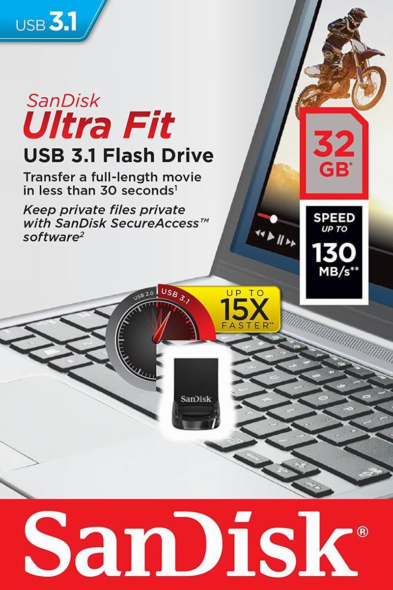 Sandisk Ultra Fit USB 3.1 Flash Drive 16GB 32GB 64 GB 128GB Thumb Drive