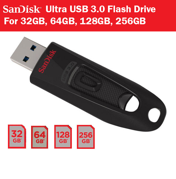 SanDisk Ultra USB 3.0 32GB 64GB 128GB 256GB Flash Drive USB Thumbdrive Pendrive