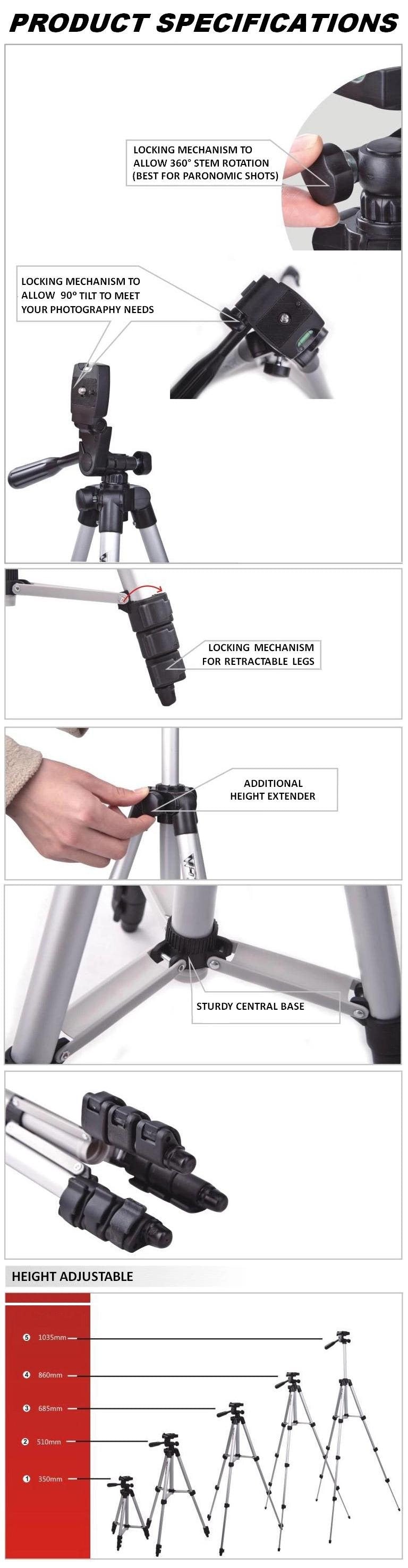 Light Weight Handphone Phone Digital Camera iPhone Tripod 3110 with Free Bracket