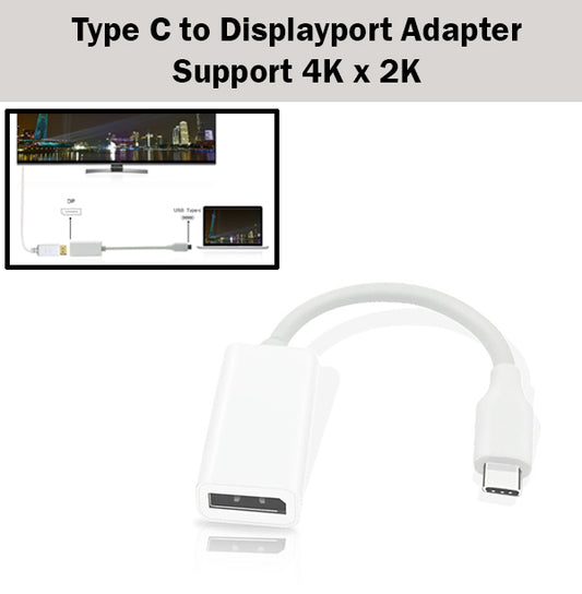 Type C to Displayport Adapter Converter USB 3.1 Display Port Type-C Plug Play