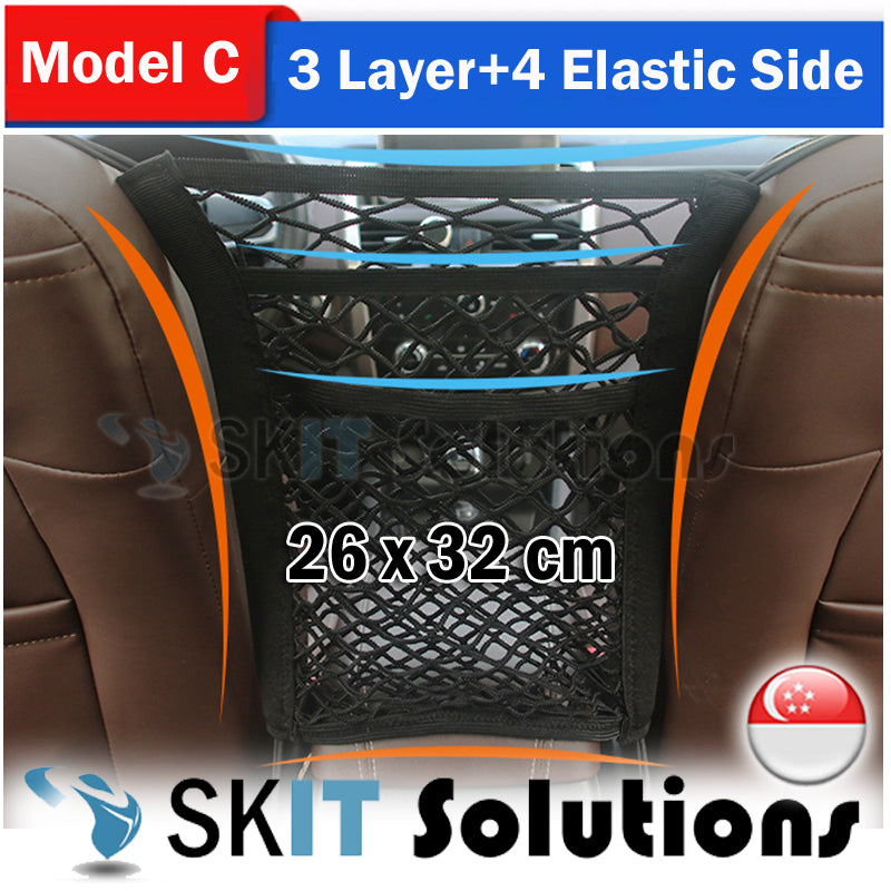 Universal Car Truck Storage Mesh Organizer Hooks Elastic Hanging Holder Pocket Net Seat Bag to Keep Tissue Box Water Bottle