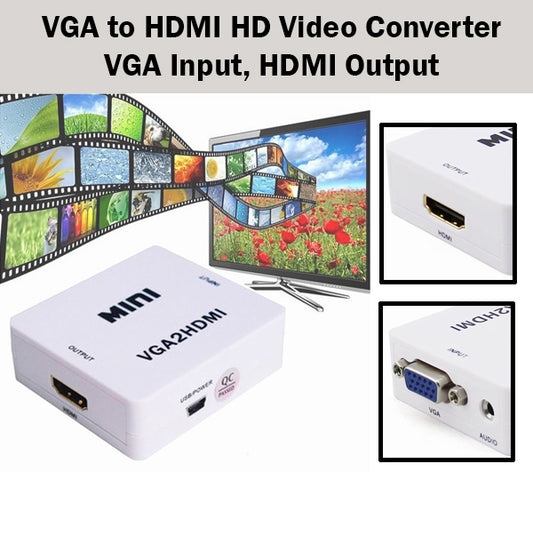 VGA to HDMI HD Video Converter Adapter Switch Box Portable Flexible Plug Play