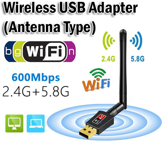 Antenna Wireless WiFi USB Adapter 600Mbps AC Dual Band AC600 Wi-Fi 2.4GHz 5.8GHz