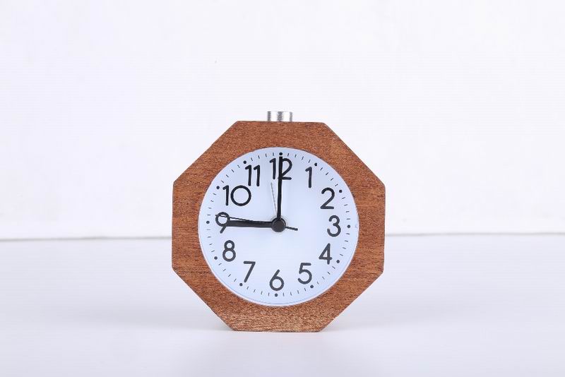 Wooden Octagon Alarm Clock Silent Night Light No Ticking Backlight Snooze Clocks