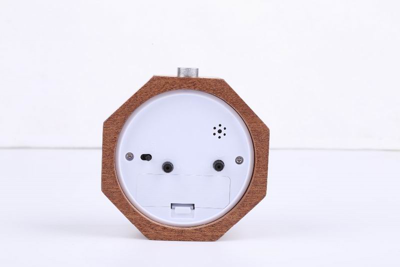 Wooden Octagon Alarm Clock Silent Night Light No Ticking Backlight Snooze Clocks