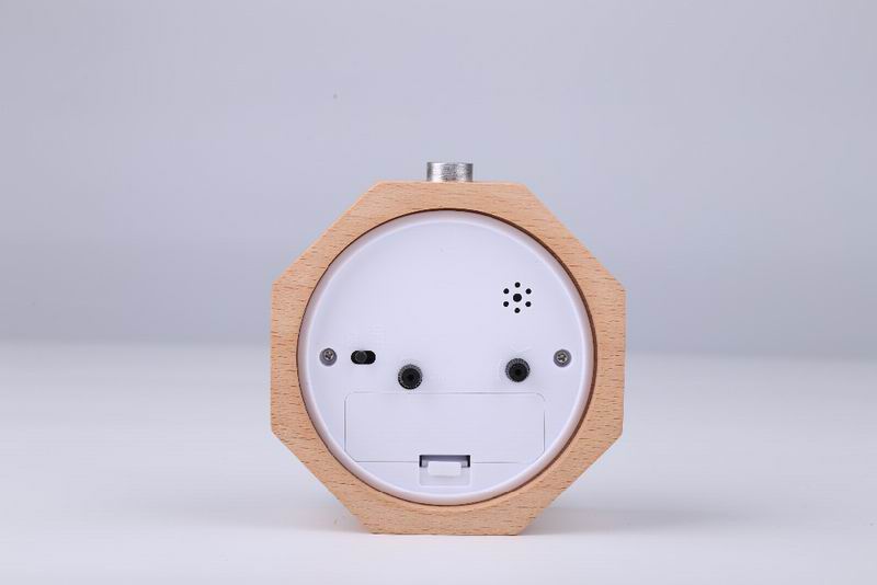 Wooden Octagon Alarm Clock Silent Night Light No Ticking Backlight Snooze Clocks