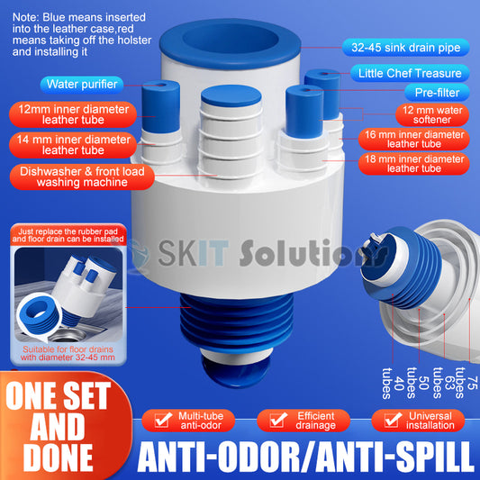 5-Ways Drain Pipe Sealing Plug Sewer Seal Deodorant Drainage Backflow Preventer Anti-Odor Drainer Kitchen Bathroom