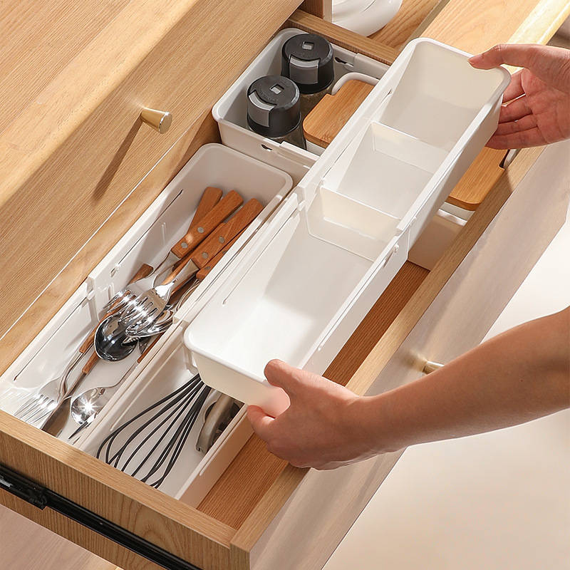 Expandable Drawer Storage Box Organizer Bin Divider Adjustable Tray Organiser Kitchen Cabinet Wardrobe