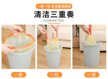 Disposable Drawstring Trash Bag Strong Durable 45x45cm Garbage Bin Liners Rubbish Dustbin, 5 Rolls/Pack, 1 Roll = 15pcs,1 Pack=75pcs