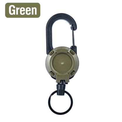 Heavy Duty Retractable Buckle Keychain Reel Rope Steel Wire Cable Key Holder Carabiner Badge Outdoor