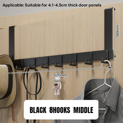 6 / 8 Hooks Over Door Hook Hanger No Drill Towel Coat Clothes Rack Storage Holder Door Behind Hanger