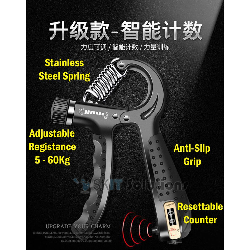 Hand Wrist Grip Strengthener Fitness Finger Exercise Gym Muscle Forearm Trainer Griper Counter Home Workout 5-60Kg