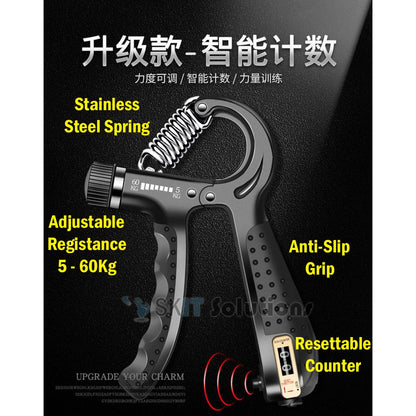 Hand Wrist Grip Strengthener Fitness Finger Exercise Gym Muscle Forearm Trainer Griper Counter Home Workout 5-60Kg