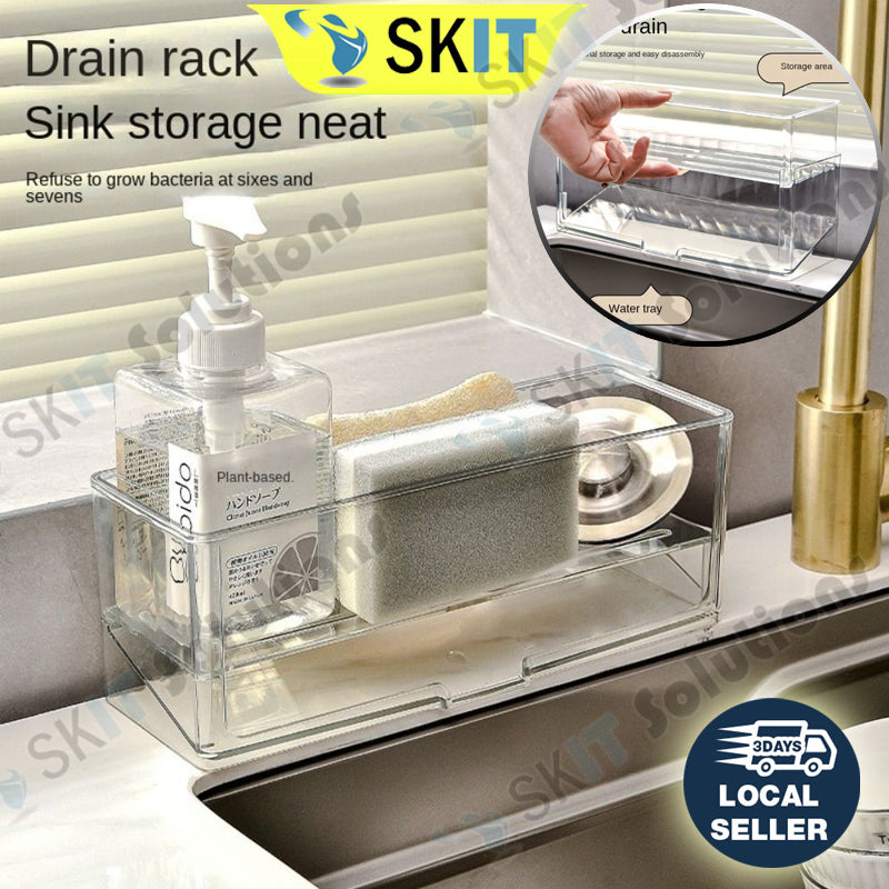Kitchen Sink Sponge Towel Storage Rack Shelf Countertop Detachable Drainage Basket Organizer Holder