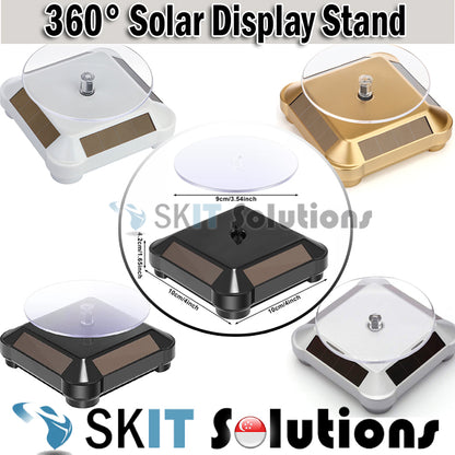 Solar Display Stand Turntable Rotating Jewelry Toy Showcase 360 Automatic Organizer Necklace Watch