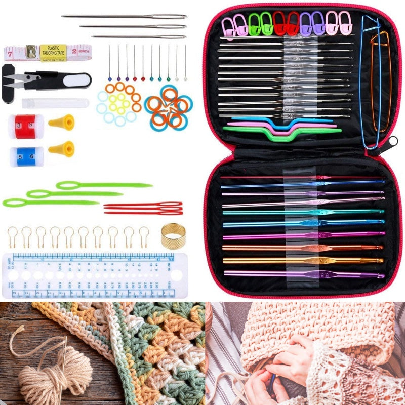 127pcs Crochet Hook Set Yarn Knitting Needles Sewing Tools DIY Craft Weave Needle Kit Accessories