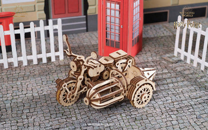 Ugears Hagrid's Flying Motorbike™ with Sidecar 3D Mechanical Model Wooden Puzzle DIY Kits