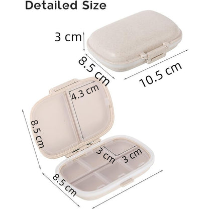 8 Grids Sealed Pill Organizer Daily Portable Medicine Storage Box Wheat Container Travel Tablet Case
