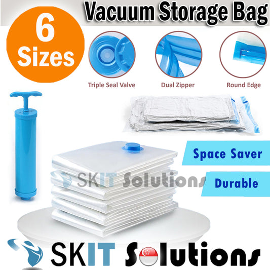 Travel Vacuum Storage Bag Space Saving Saver Sealer Compression Sealing Bags Double Zipper Seal Clothes Pillow Organizer