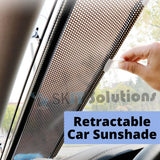 Retractable Car Front Window Sunshade with 3 Suction Cups, Adjustable WindShield SunShield Curtain Sun Block UV Rays Protection Sun Shade