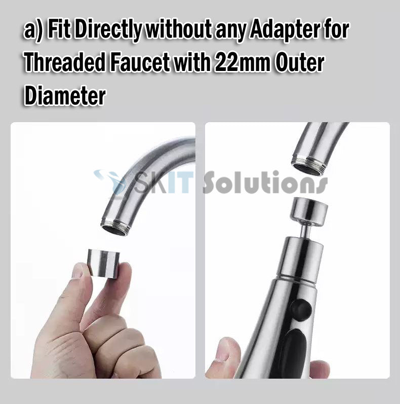 360° Rotate Tap Faucet Aerator Extender w/ 3 Function Mode Kitchen Bathroom Splash Filter Nozzle Spray Head Water Saving