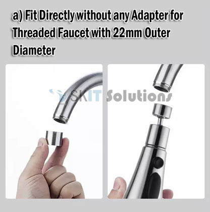 360° Rotate Tap Faucet Aerator Extender w/ 3 Function Mode Kitchen Bathroom Splash Filter Nozzle Spray Head Water Saving