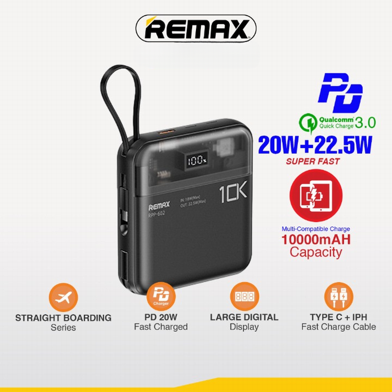 [CCC Certified] REMAX RPP-602 10000mAh / RPP-603 20000mAh Power Bank PD20W + QC22.5W Fast Charging 3C LOGO PowerBank