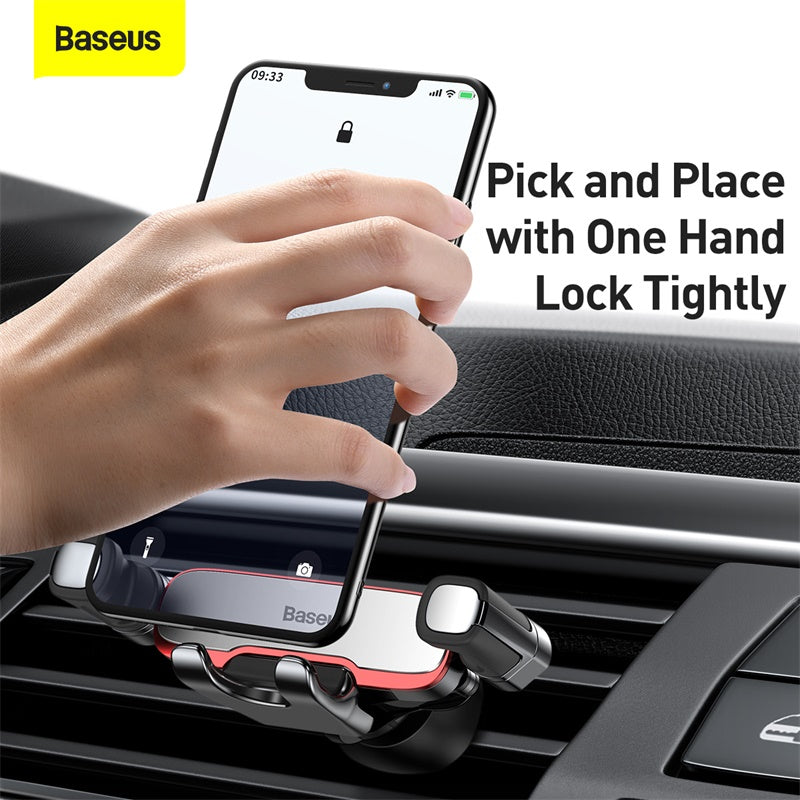 Baseus Lateral Gravity Car Mount Holder Air Vent Aircon Cell Mobile Phone Metal Stand