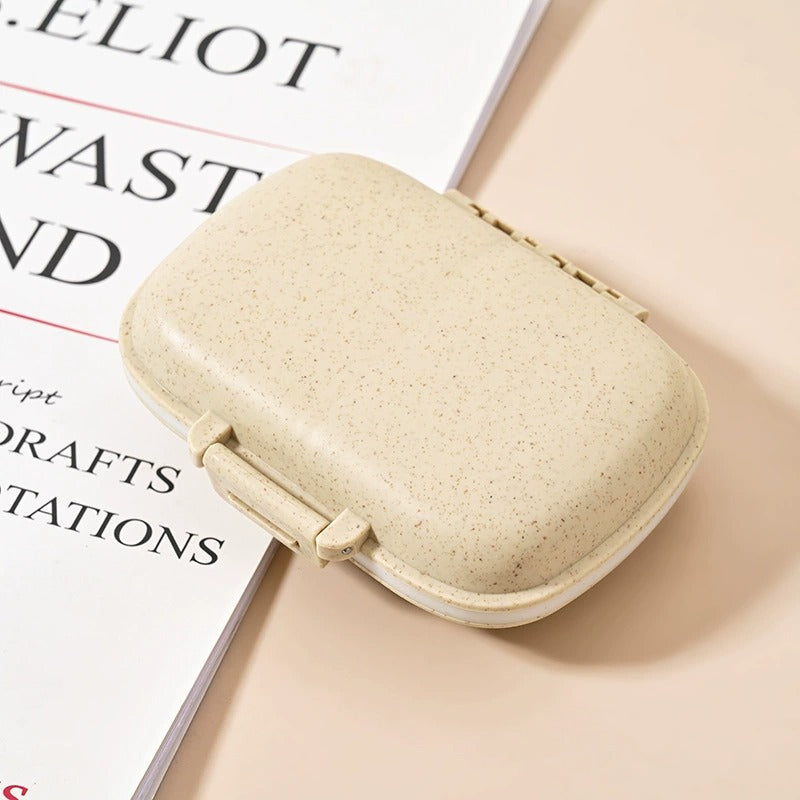 8 Grids Sealed Pill Organizer Daily Portable Medicine Storage Box Wheat Container Travel Tablet Case