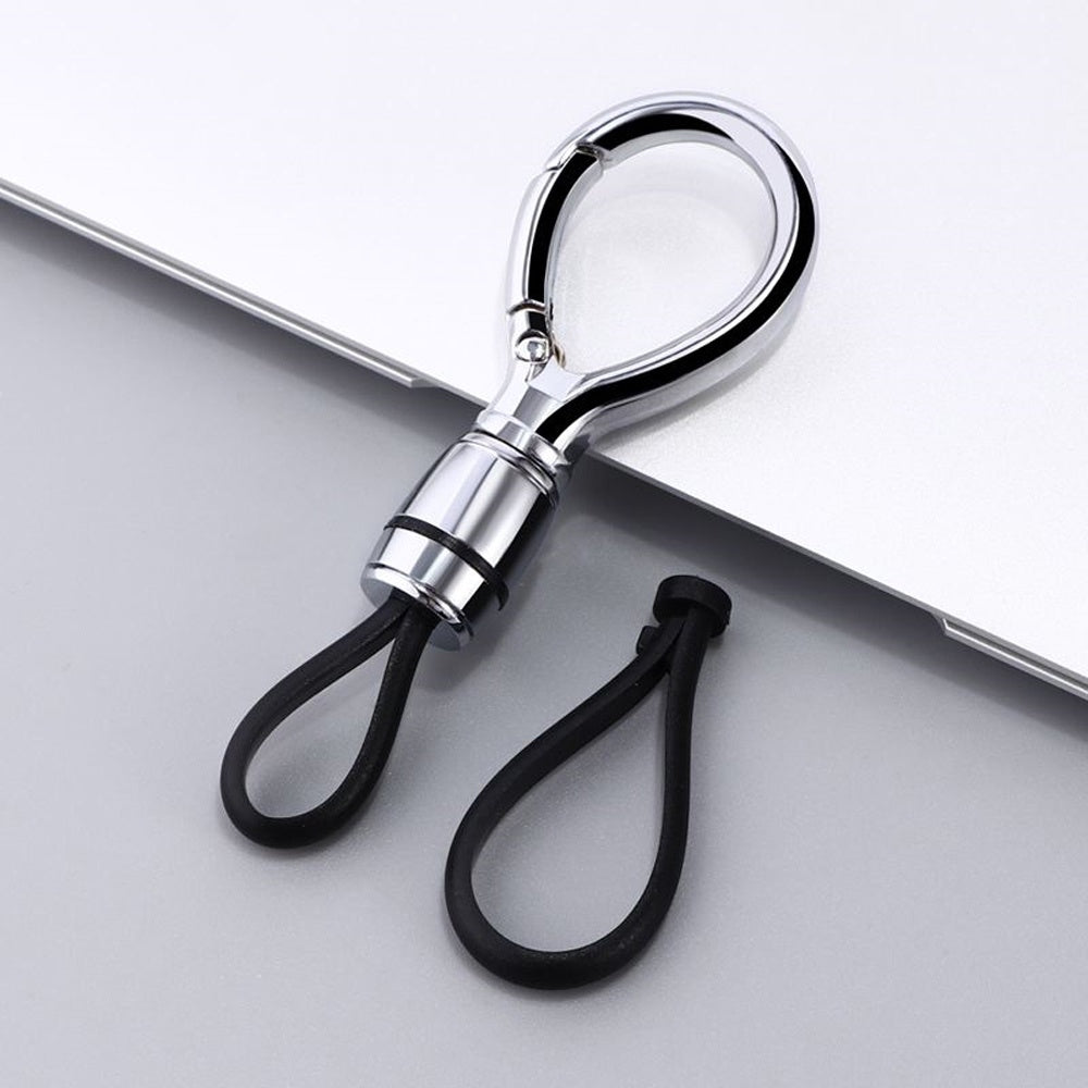 Car Hanging Rope Keychain Metal Key Holder Rotatable Key Ring Silicone Loop for Car Motorcycle Keys