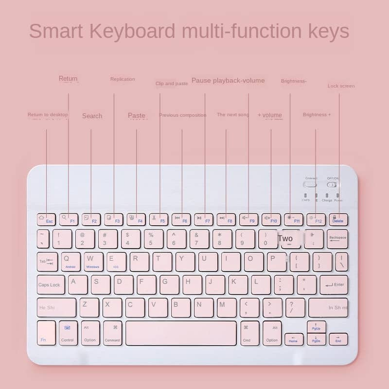10 Inch Wireless Bluetooth Keyboard + Wi-Fi Mouse Set Rechargeable Tablet Smartphone Laptop Windows