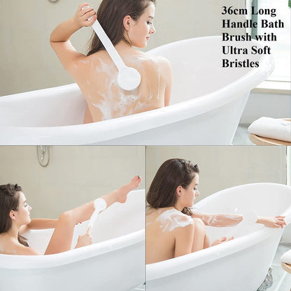 Long Handle Bath Brush Soft Bristles Back Scrubber Massage Shower Body Cleaning Exfoliating Tool