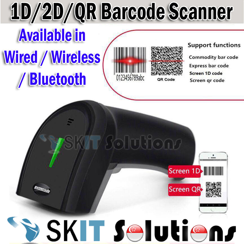 Symcode 1D/2D/QR Barcode Wired/2.4GHz Wireless/Bluetooth Scanner Handh ...