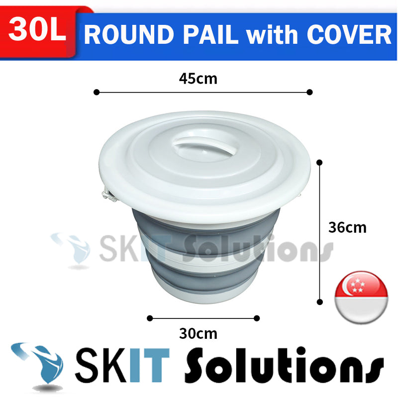 30L Foldable Water Pail+Cover★30 Litre Collapsible Outdoor Bucket Barrel Basins TUB Car Washing Fishing Camping Foot Spa