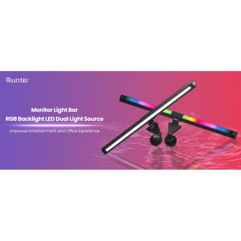 Adjustable LED Laptop Monitor Smart Screen Clip On Hanging Light w/ RGB Backlight USB Desktop e-Reading Table Lamp Bar