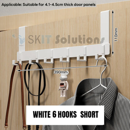 6 / 8 Hooks Over Door Hook Hanger No Drill Towel Coat Clothes Rack Storage Holder Door Behind Hanger