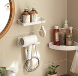 Wall-mounted Hair Dryer Rack Holder without Drilling Toilet Adhesive Traceless Bracket Bathroom HairDryer Storage Shelf