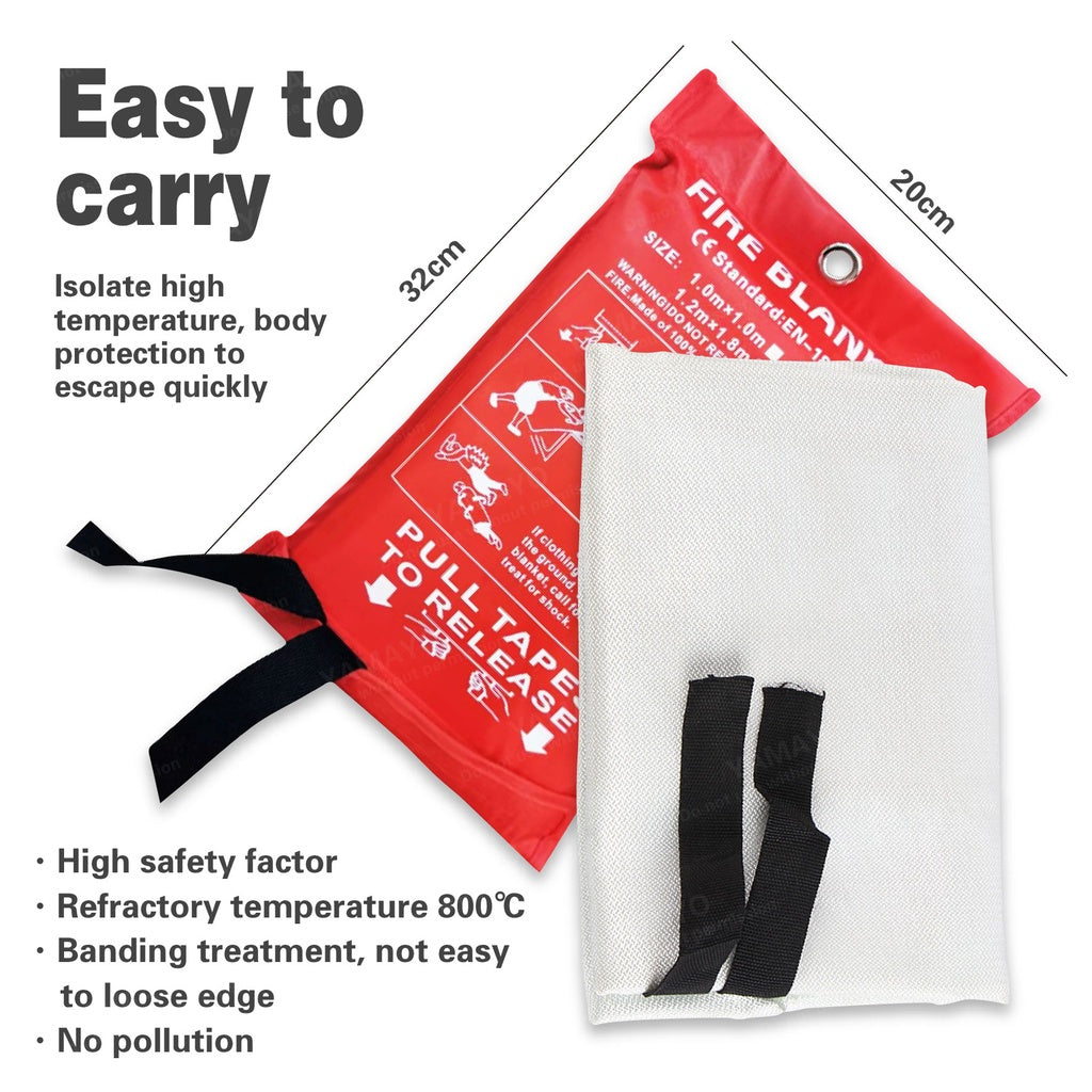 Emergency Fire Blanket Fiberglass Fireproof Safety Escape Tool for Kitchen Home Office Car