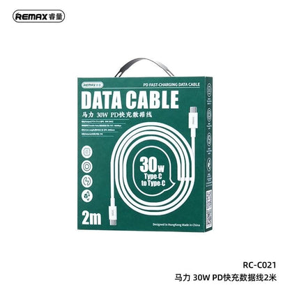 1M/2M Remax RC-C021 30W Super Fast Charging Cable PD Type C To Type C Data Sync C to C Cable Charger