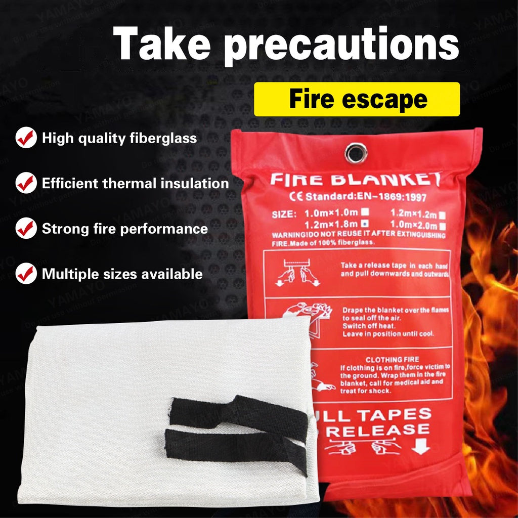 Emergency Fire Blanket Fiberglass Fireproof Safety Escape Tool for Kitchen Home Office Car
