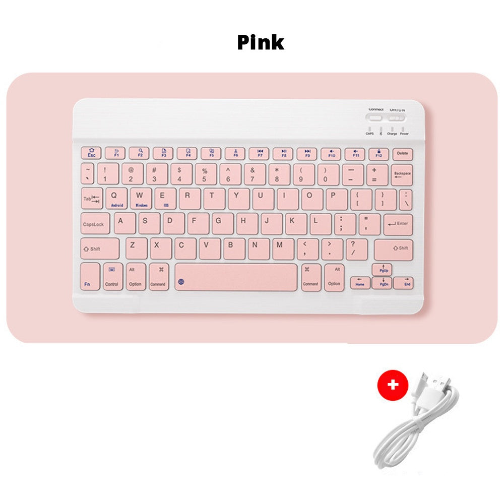 10 Inch Wireless Bluetooth Keyboard + Wi-Fi Mouse Set Rechargeable Tablet Smartphone Laptop Windows