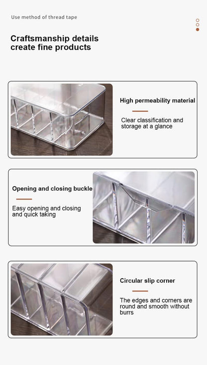 Clear 8 Compartments Plastic Cable Wire Storage Box 8 Grids Organiser Case Container with Lid Cover Free 10pc Cable Tie