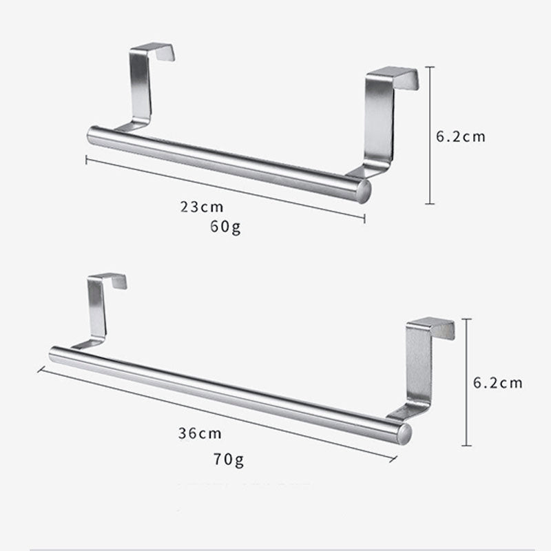 Stainless Steel Hanging Towel Rack Over Cabinet Door Rail Holder Kitchen Bathroom Organizer 2 Sizes