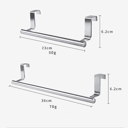 Stainless Steel Hanging Towel Rack Over Cabinet Door Rail Holder Kitchen Bathroom Organizer 2 Sizes