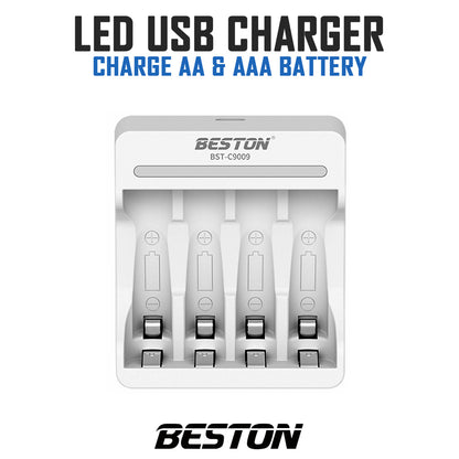 Beston Ni-MH Rechargeable Battery AA AAA FREE CASE Double Triple A LED USB Charger Set for Toys Mouse