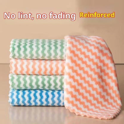Coral Fleece Dish Cloth Bamboo Fiber Anti Oil Lint Free Quick Dry Kitchen Cleaning Towel Essential