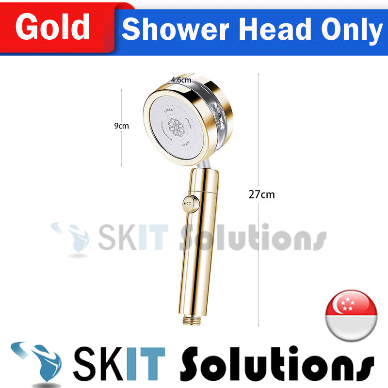 High Pressure Turbocharged Shower Head Built-in Turbo Fan, Dual Spray Option Double Outlet Panel