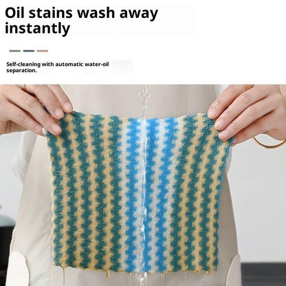Coral Fleece Dish Cloth Bamboo Fiber Anti Oil Lint Free Quick Dry Kitchen Cleaning Towel Essential